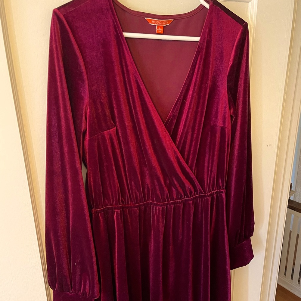Modcloth red velvet midi dress